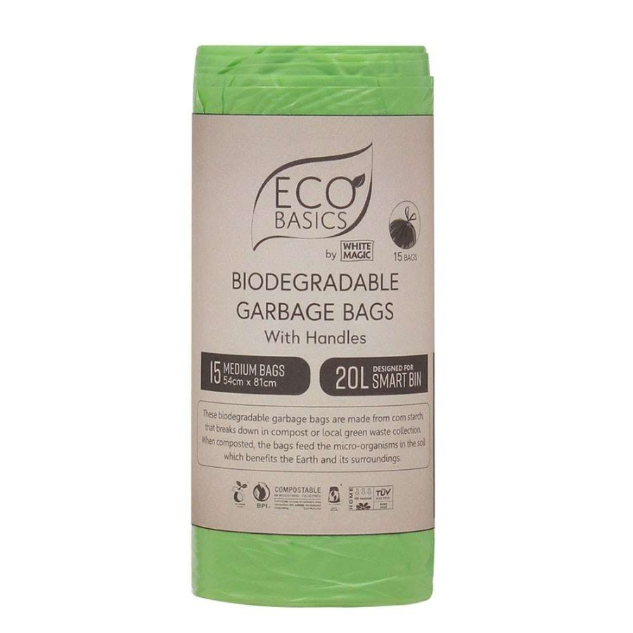 Bins * | Eco Basics 15 Piece Biodegradable Garbage Bags Set Small 20L