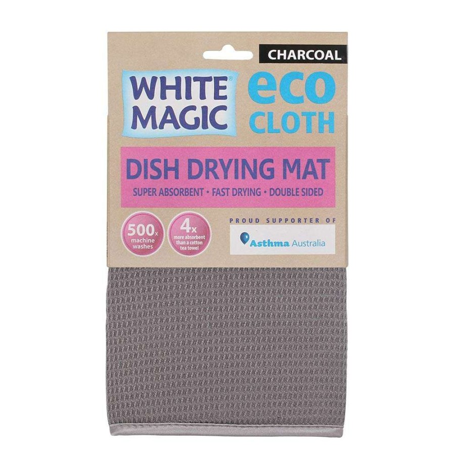 Dish Racks * | White Magic Eco Cloth Dish Drying Mat Charcoal Grey