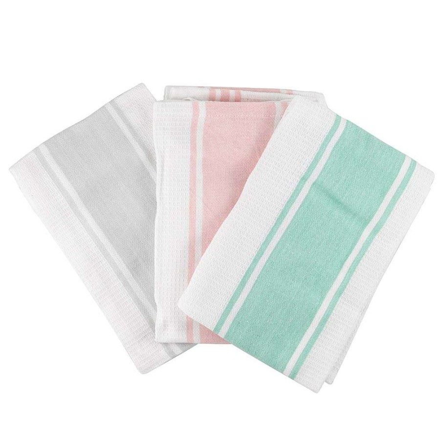 Tea Towels * | Scullery Pura Tea Towel Set Of 3 Pastel Stripes