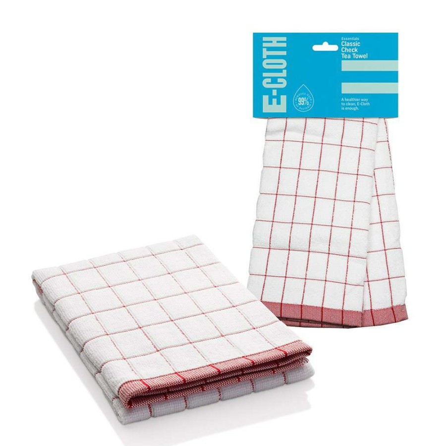 Tea Towels * | E-Cloth Classic Check Tea Towel Red