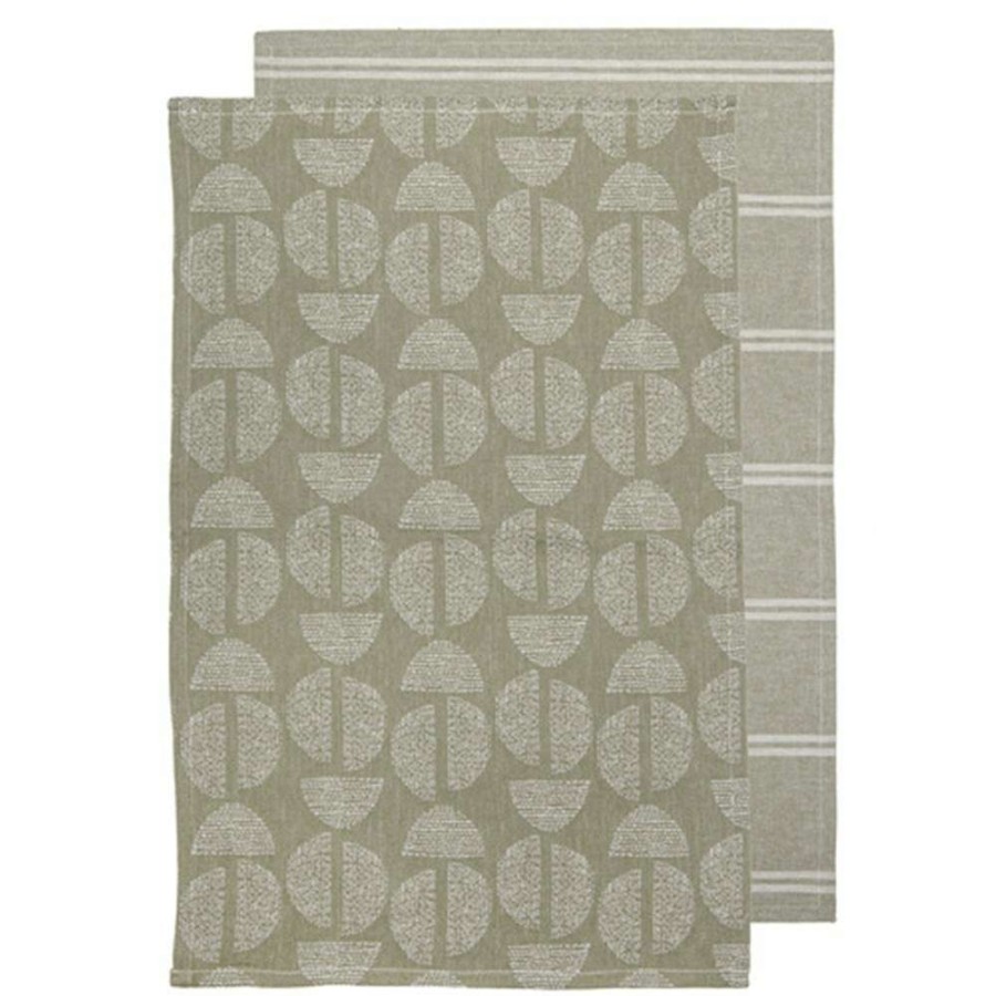 Tea Towels * | Ladelle Splice Set Of 2 Kitchen Towels Moss