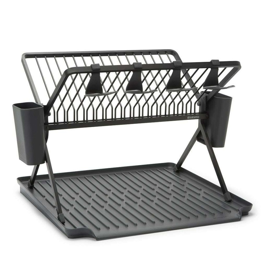 Dish Racks * | Brabantia Foldable Dish Drying Rack Large Dark Grey