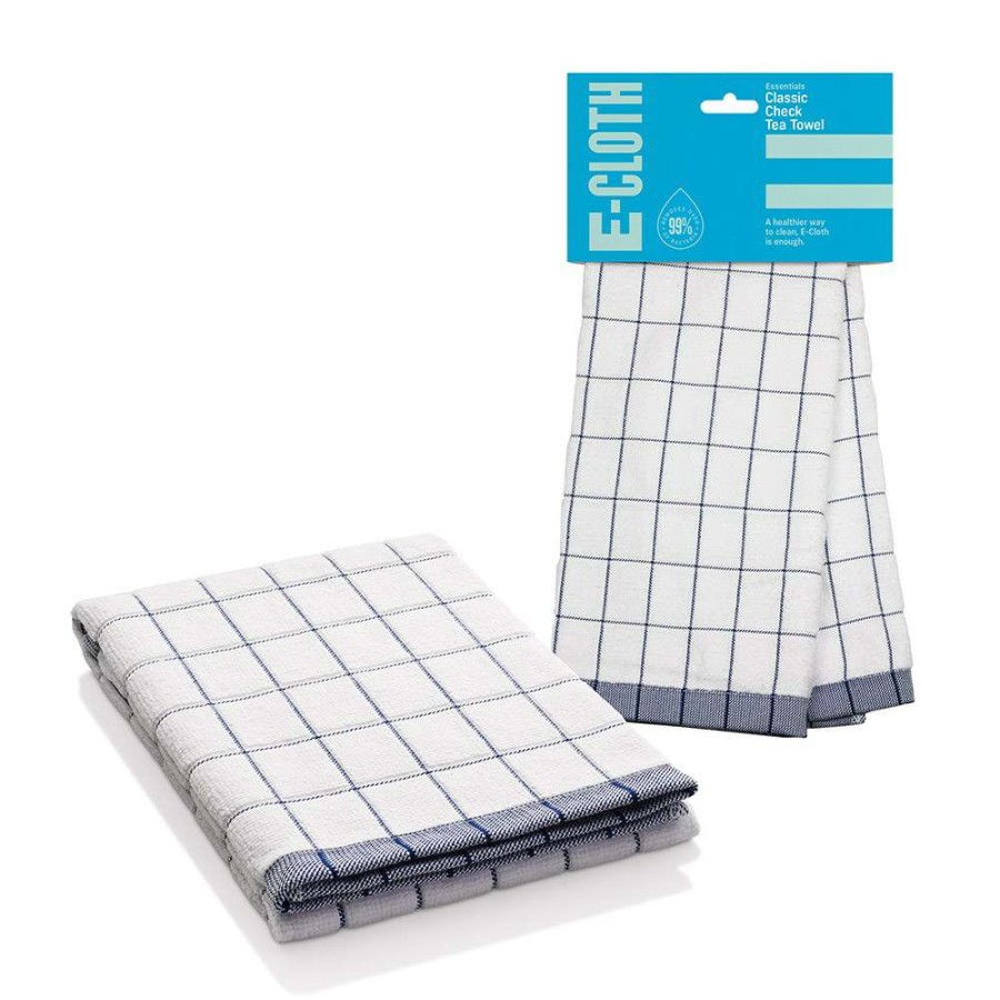 Tea Towels * | E-Cloth Classic Check Tea Towel Blue