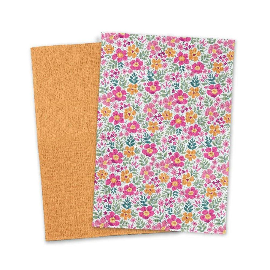 Tea Towels * | Ambrosia Tea Towel Floral Set Of 2