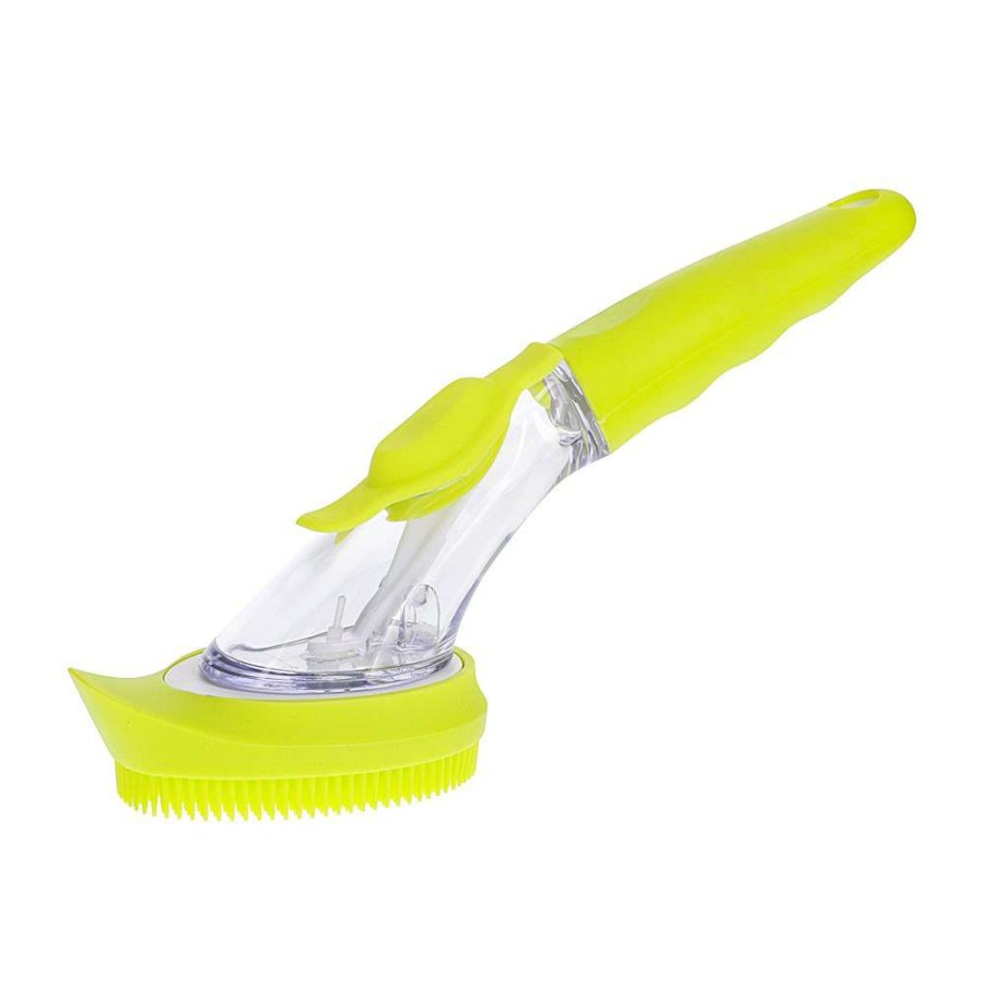 Cleaning Tools * | Scruba-Dub Silicone Dish Brush With Soap Dispenser 25Cm Lime Green