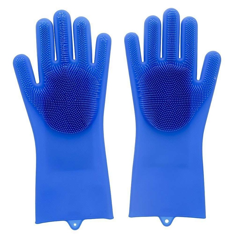 Cleaning Tools * | Scruba-Dub Antibacterial Silicone Cleaning Gloves Cobalt Blue