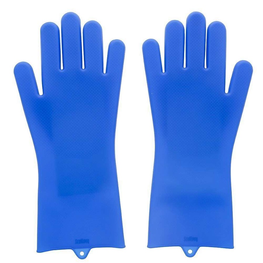 Cleaning Tools * | Scruba-Dub Antibacterial Silicone Cleaning Gloves Cobalt Blue