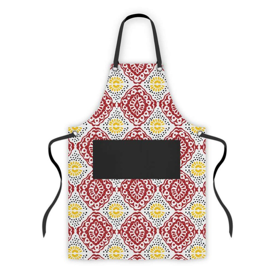 Aprons * | Ambrosia Aya Ii Cotton Apron Red