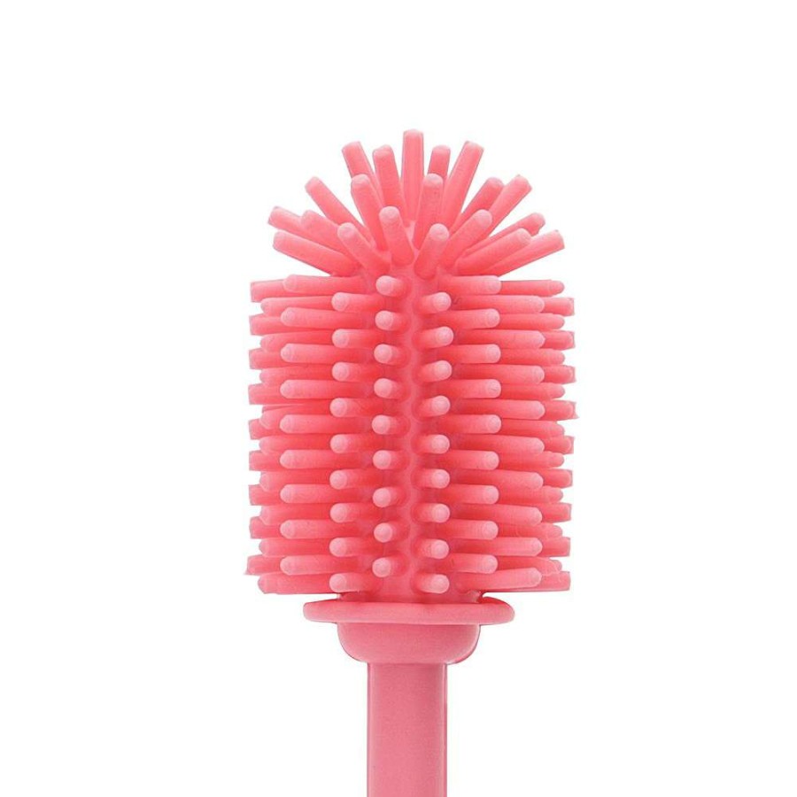 Cleaning Tools * | Scullery Kolori Silicone Bottle Brush 38Cm Rose Pink