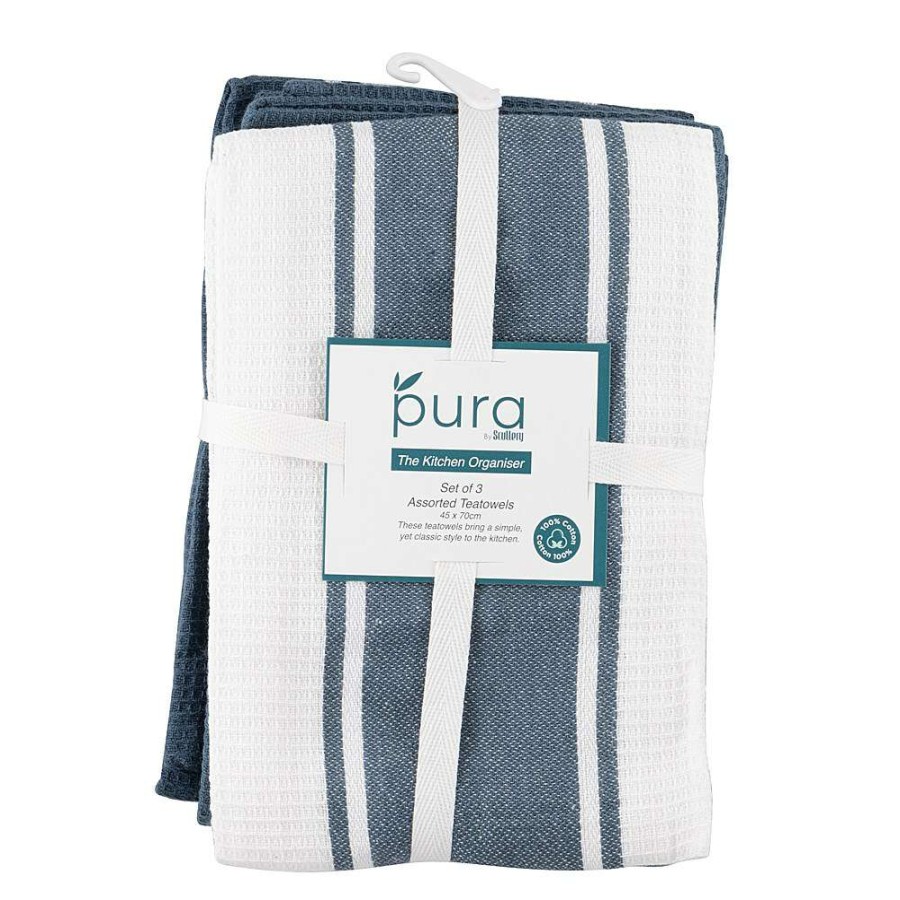 Tea Towels * | Scullery Pura Tea Towel Set Of 3 Grey